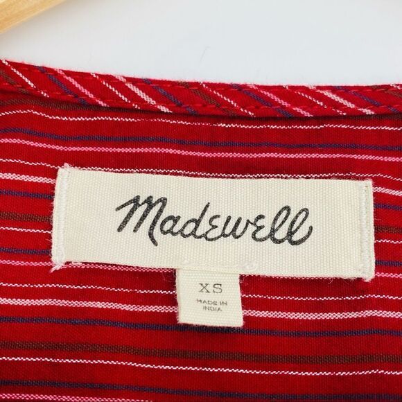 Madewell red metallic stripe peasant top size xsmall - Picture 7 of 7